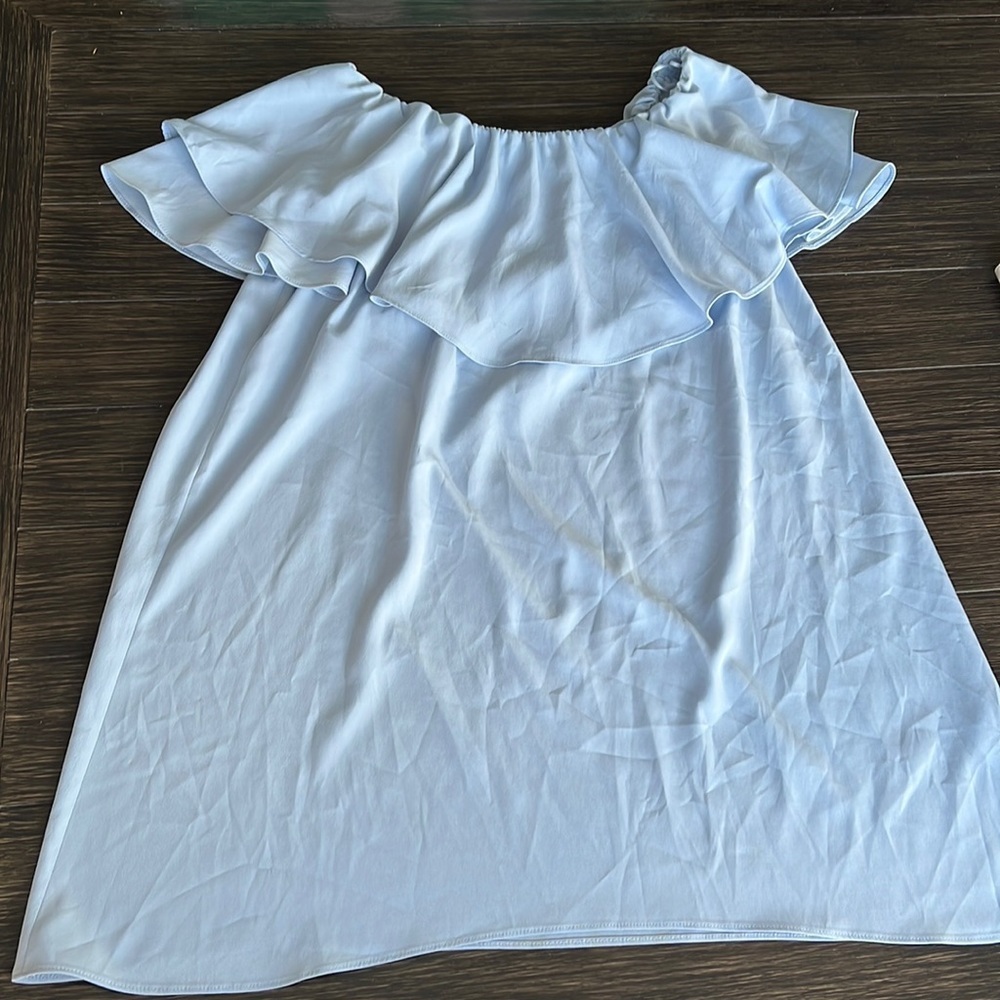 Topshop Pale Blue Ruffled Blouse